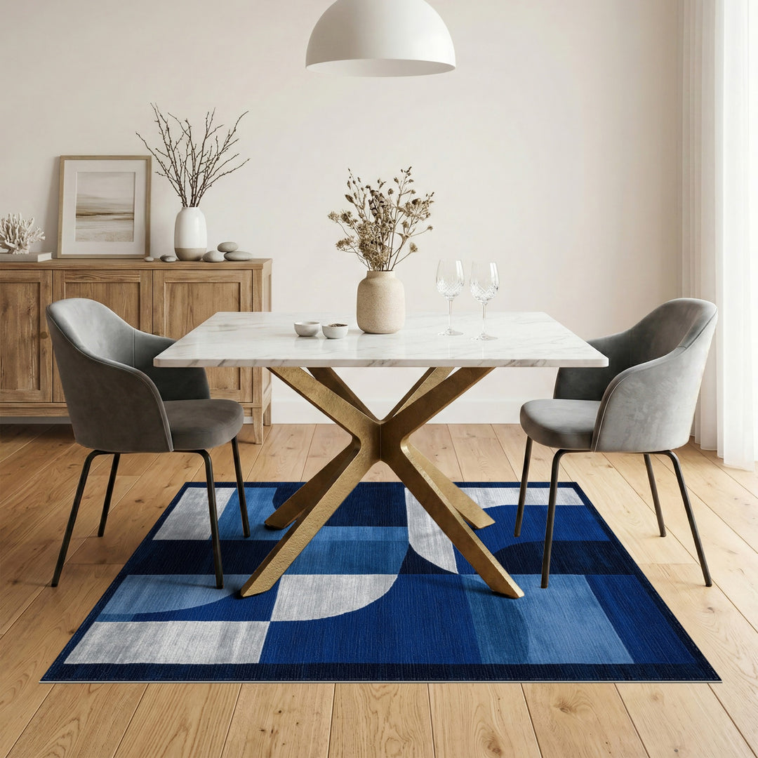 Geometric Modern Blue Abstract Geometric Area Rug