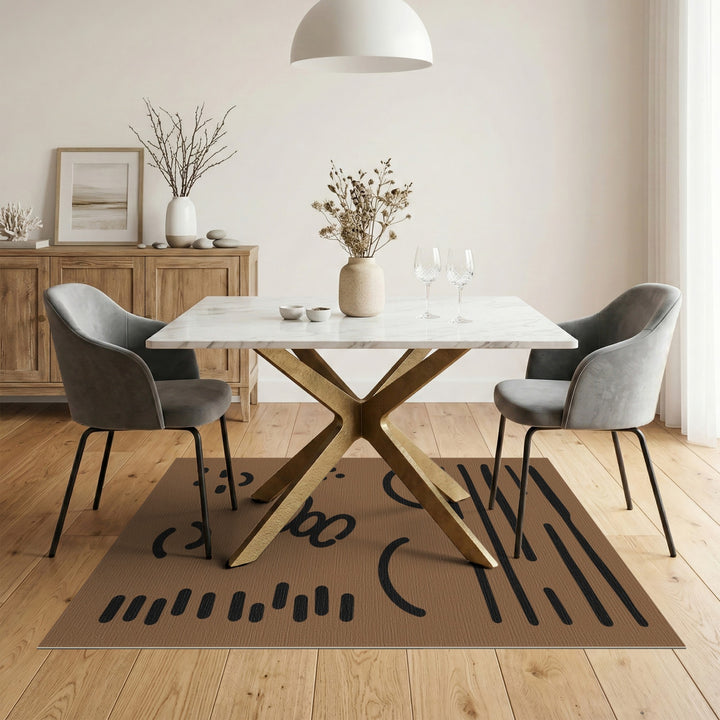 Brown Abstract Lines Area Rug
