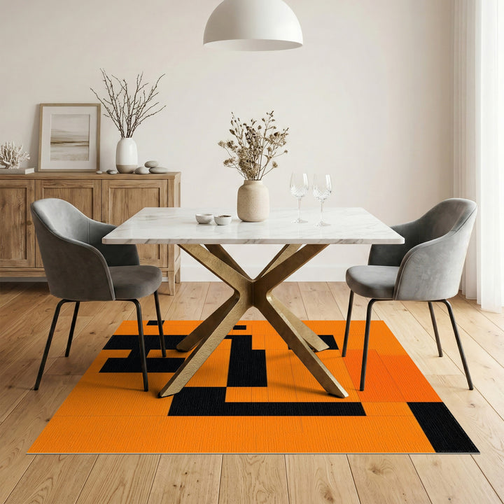 Orange Geometric Modern Area Rug