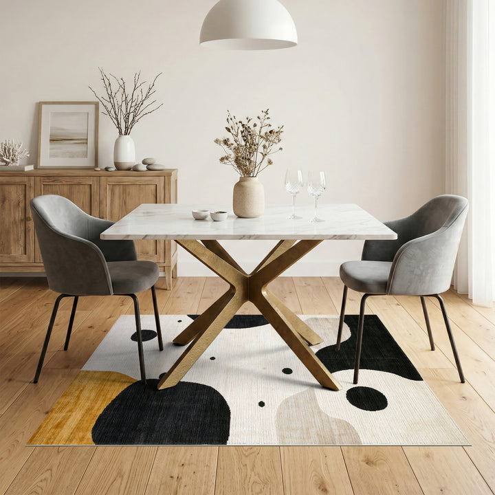 Black White Abstract Area Rug