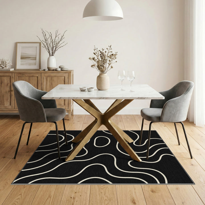Wave Black and White Black White Abstract Wave Area Rug