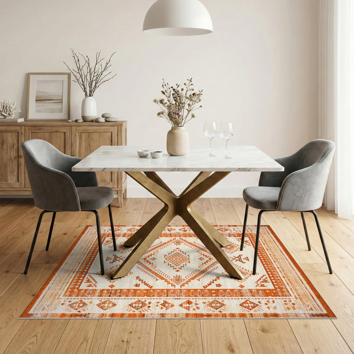 Orange Southwestern Geometric Area Rug