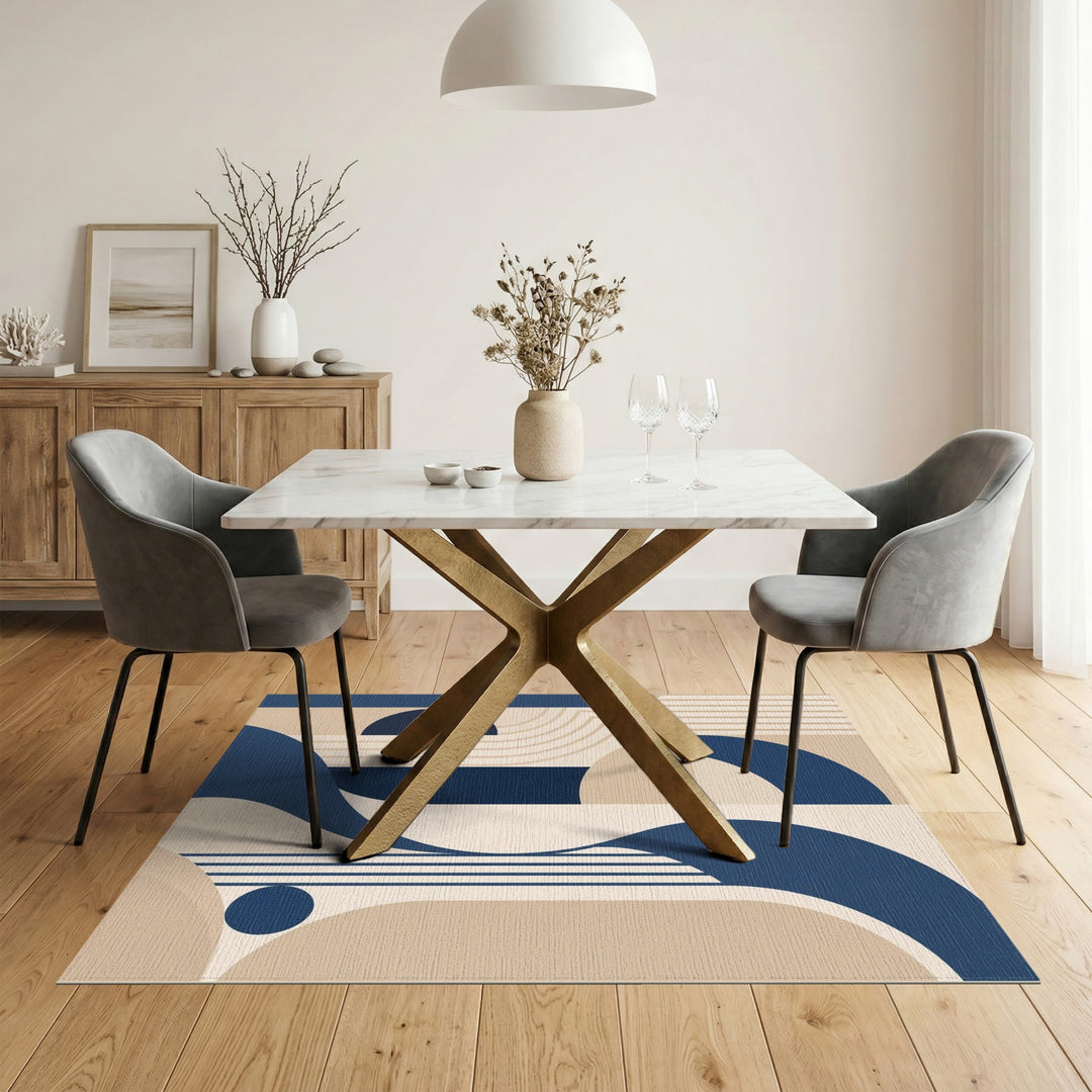 Navy Blue Geometric Area Rug