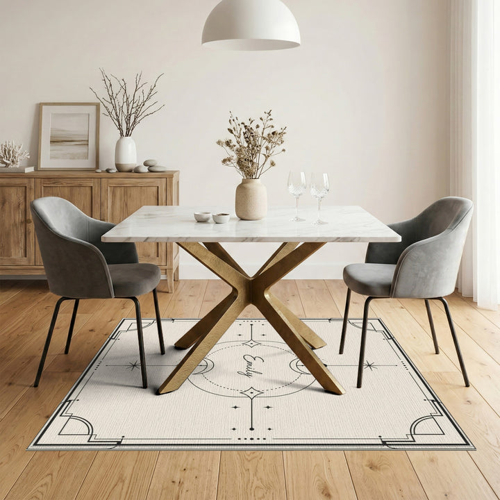 Beige and Neutral Emily Celestial Moon Phase Area Rug