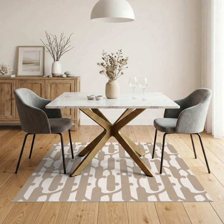 Interlocking Geometric Beige Area Rug