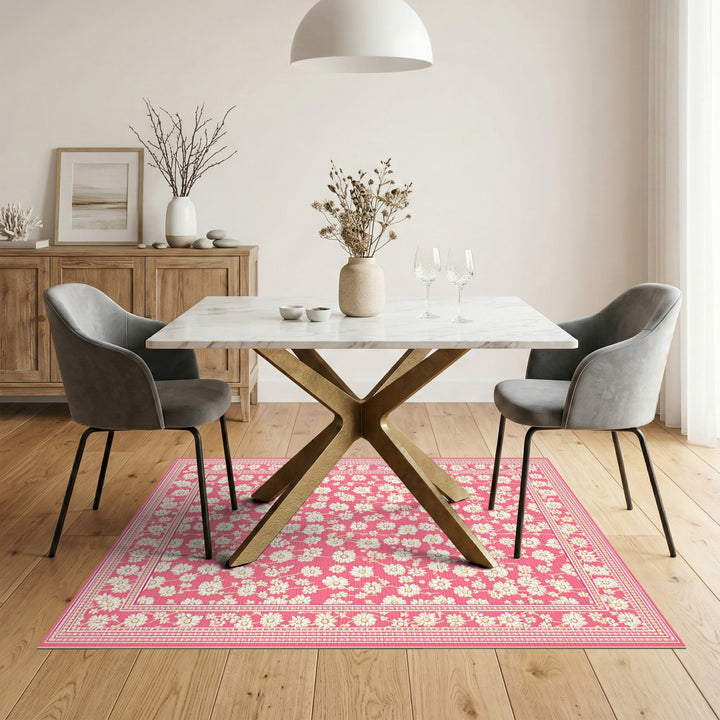 Daisy Pink Daisy Floral Vintage Area Rug