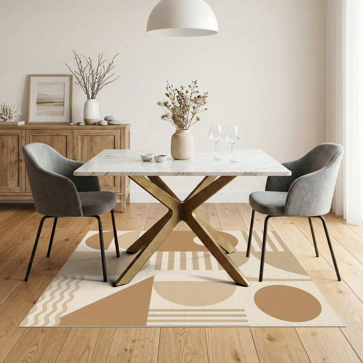 Geometric Modern Brown Tan Geometric Area Rug
