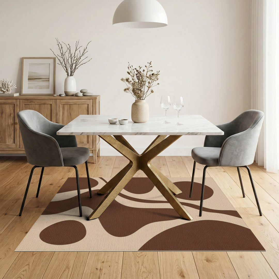 Brown and Tan Abstract Brown and Tan Area Rug