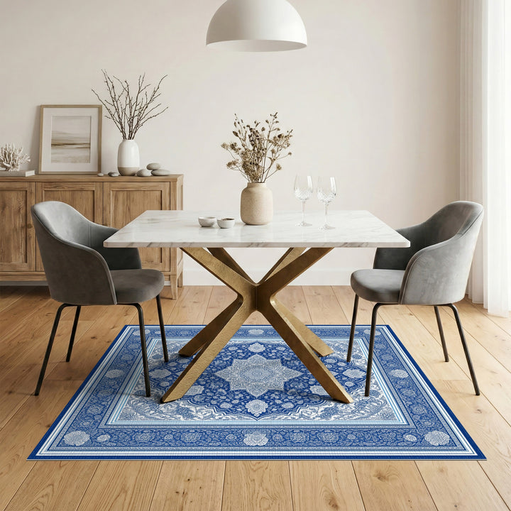 Traditional Persian Medallion Blue Persian Floral Medallion Area Rug