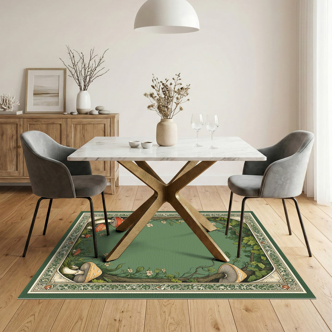 Enchanted Forest Mushroom Green Area Rug