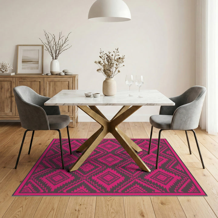 Pink Bold Pink Tribal Area Rug