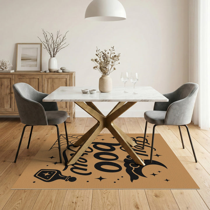 Hey Boo Crew Brown Tan Area Rug