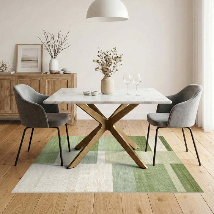 Block Green Geometric Block Area Rug