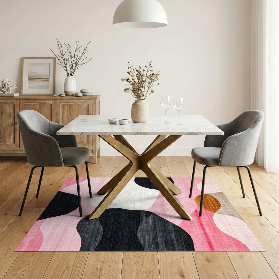 Pink Organic Wave Area Rug