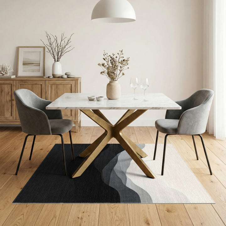 Grey Layered Hills Abstract Area Rug