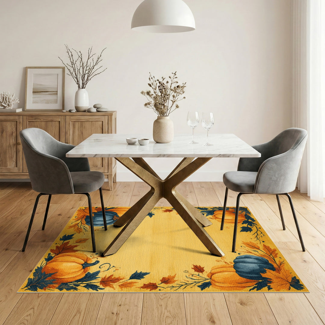 Yellow Pumpkin Harvest Area Rug