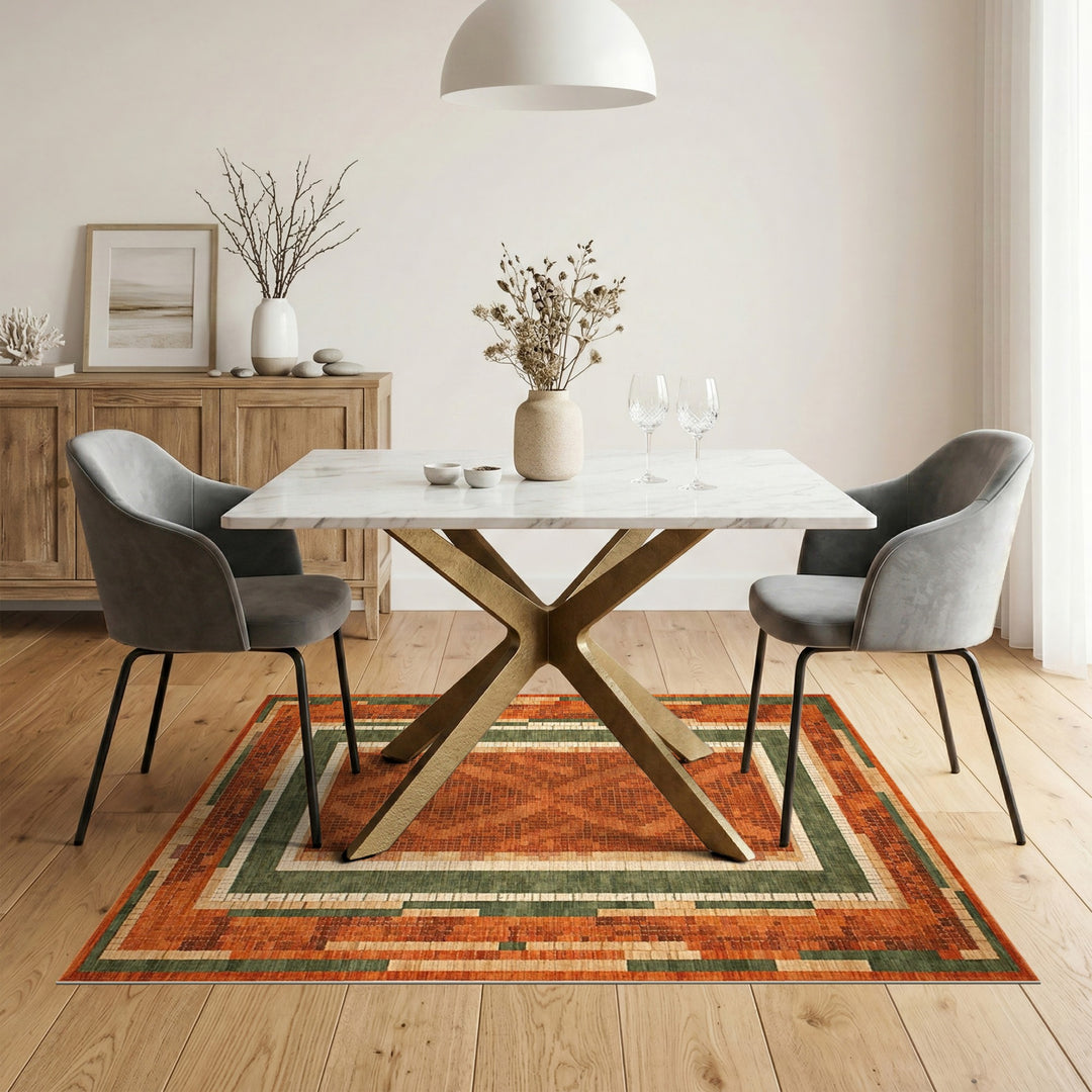 Mosaic Medallion Orange Area Rug