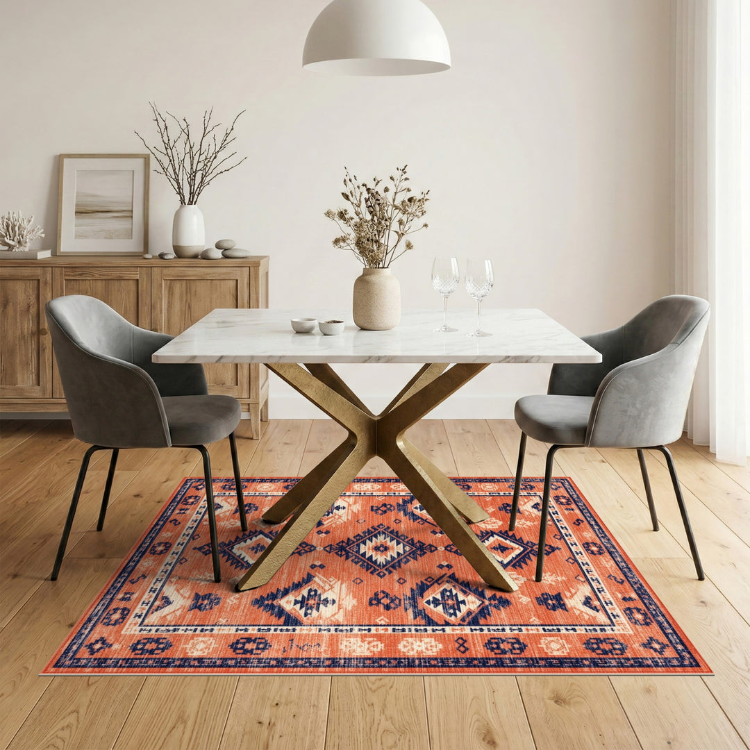 Orange Southwestern Geometric Area Rug