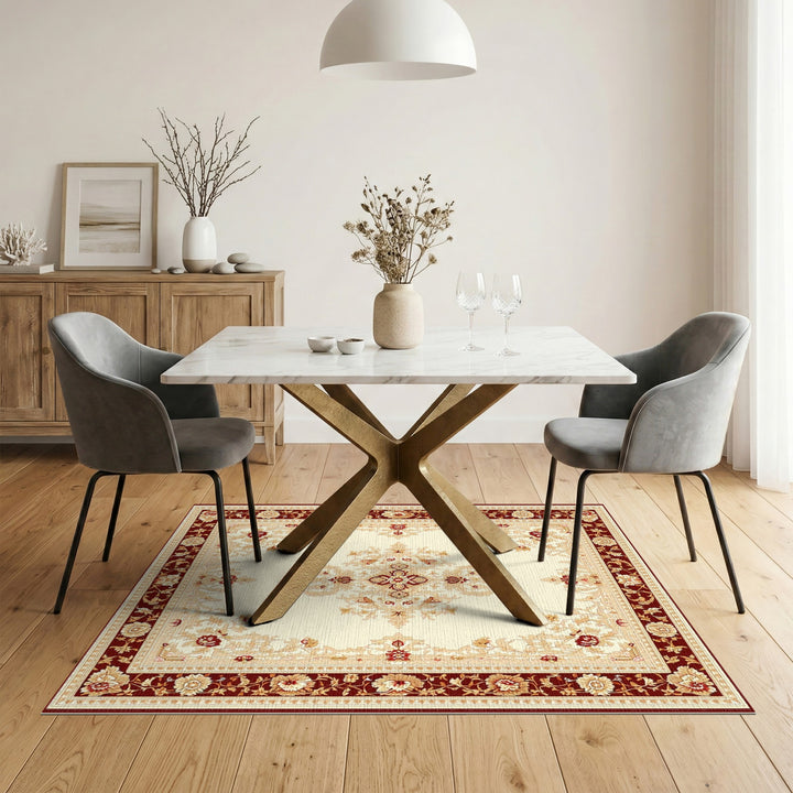 Red Persian Floral Medallion Area Rug