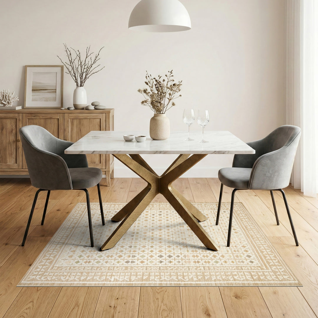 Beige Geometric Diamond Area Rug