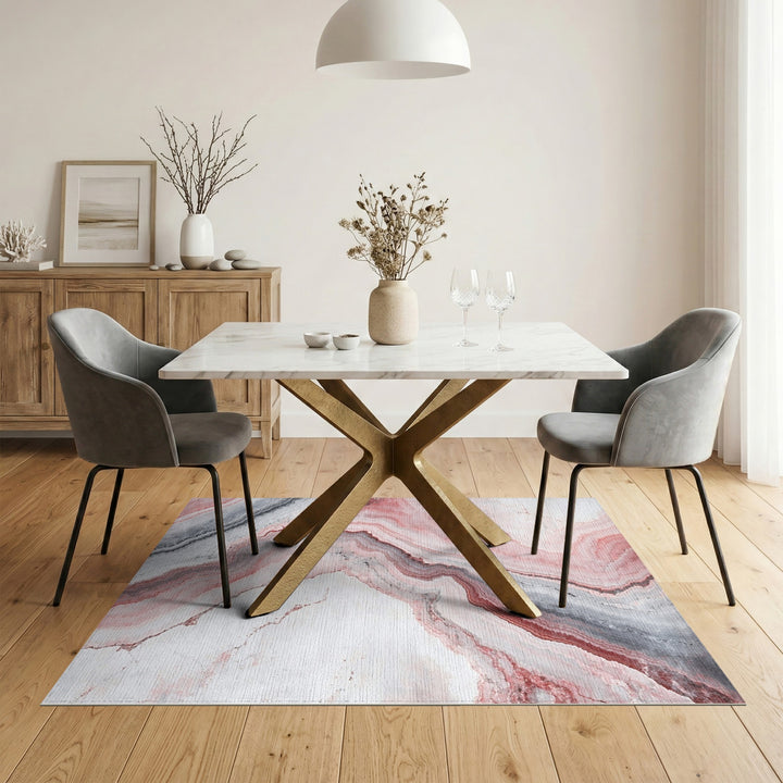 Pink Grey Marble Abstract Area Rug