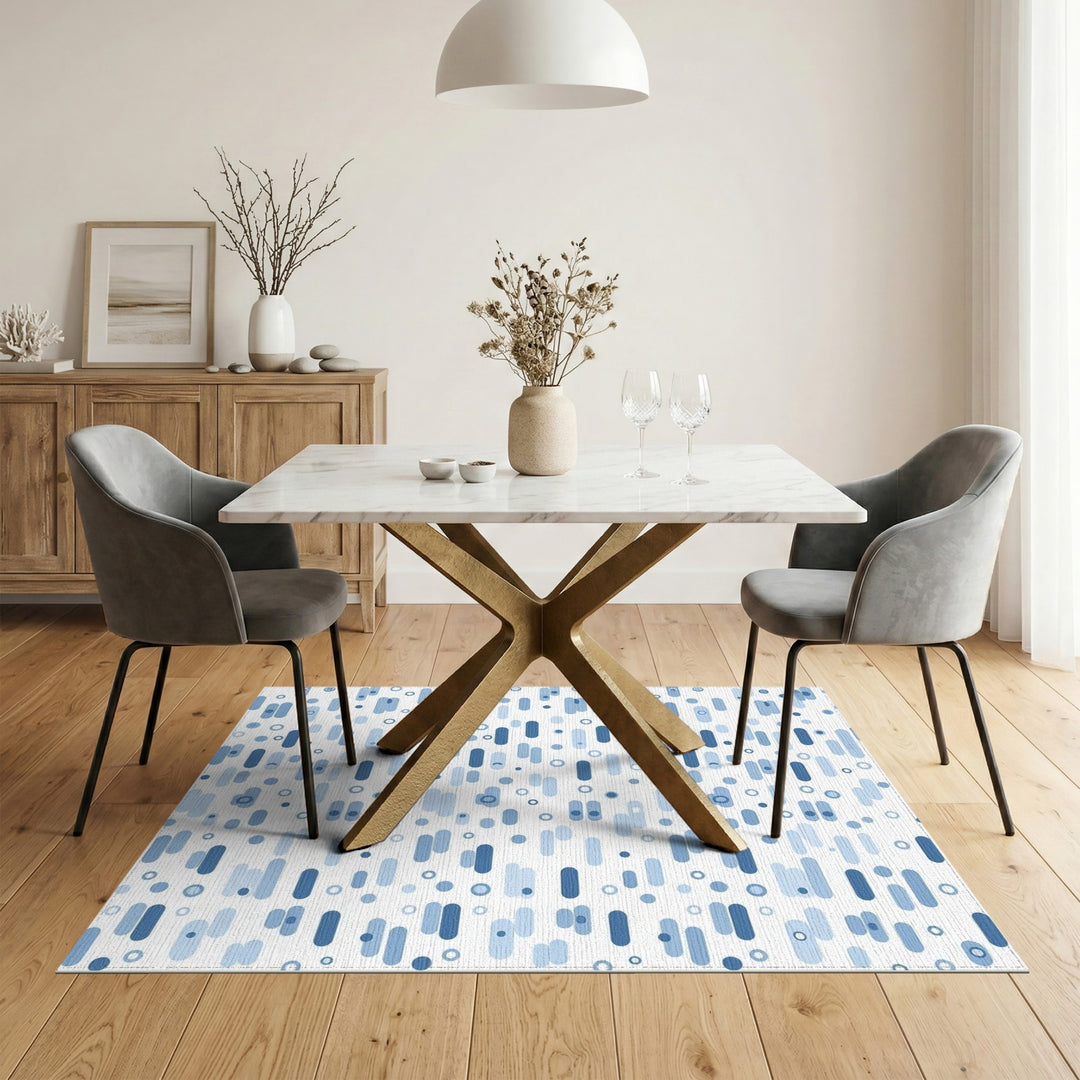 Modern Blue Geometric Blue and Teal Area Rug