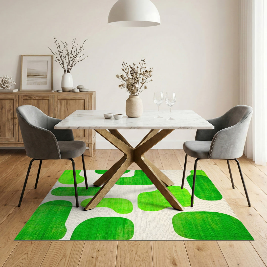Vivid Green Abstract Area Rug