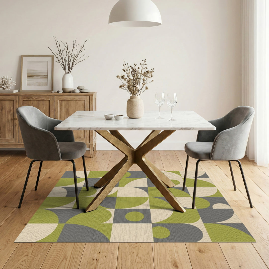 Green Geometric Circle Area Rug