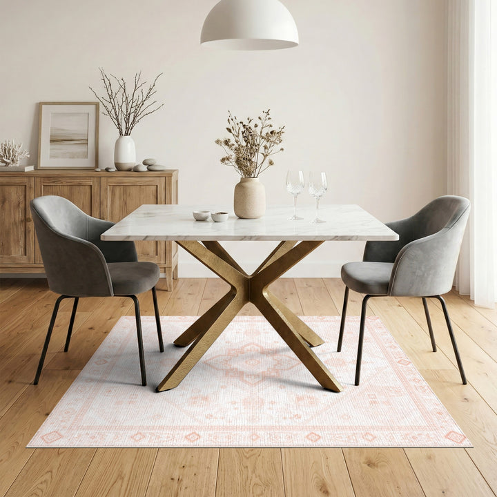 Blush Pink Persian Washable Area Rug