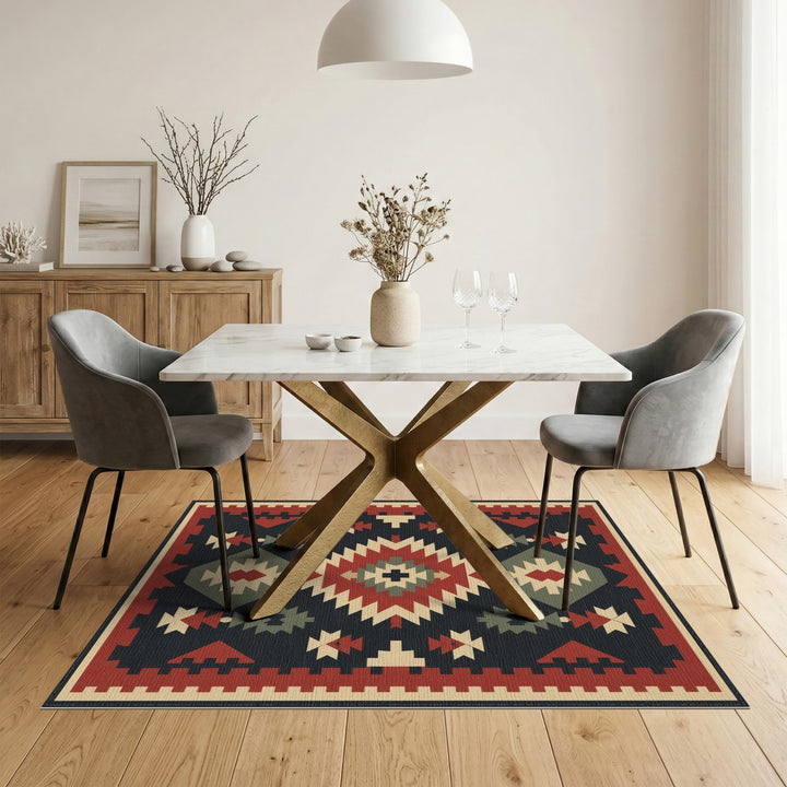 Multi-color and Patterns Red Tribal Geometric Area Rug