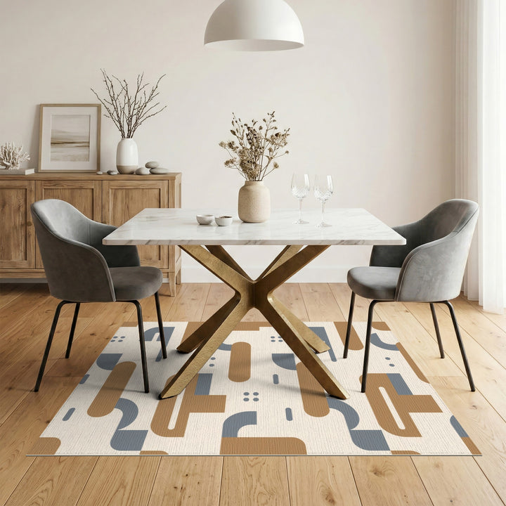 Abstract Brown and Tan Abstract Geometric Brown Area Rug