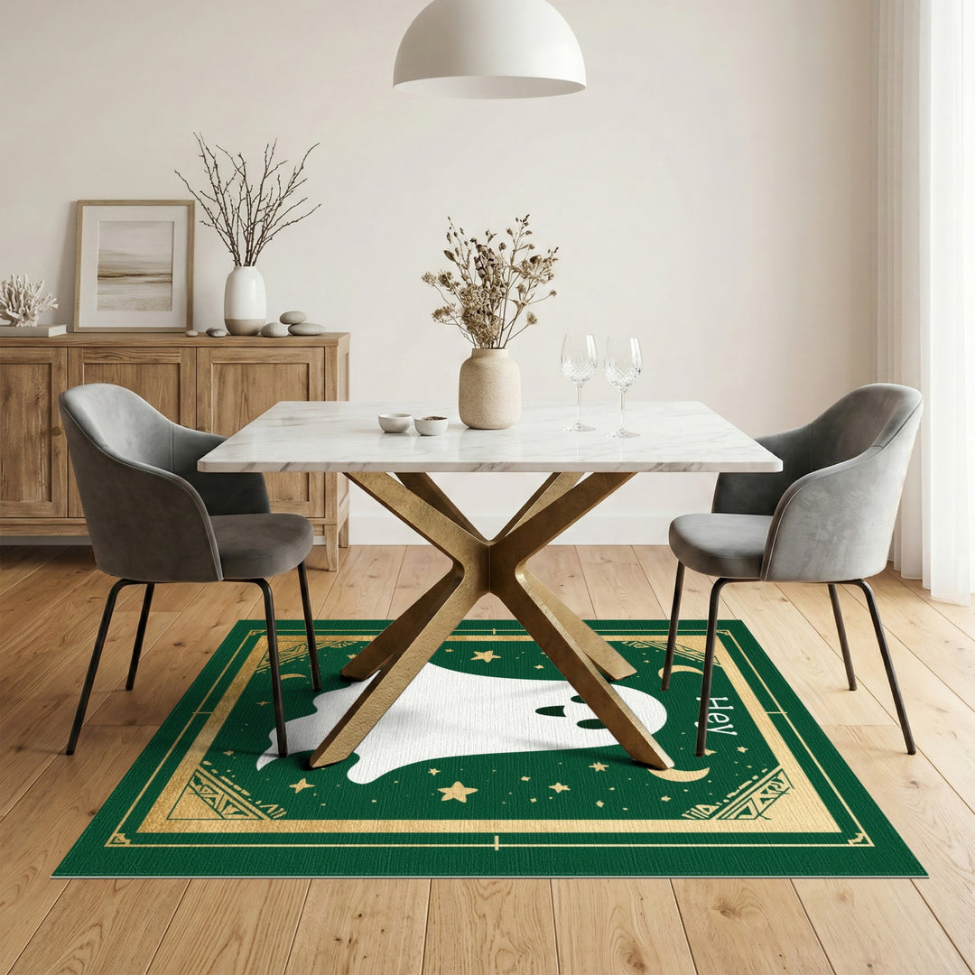 Cute Ghost Green Kids Area Rug