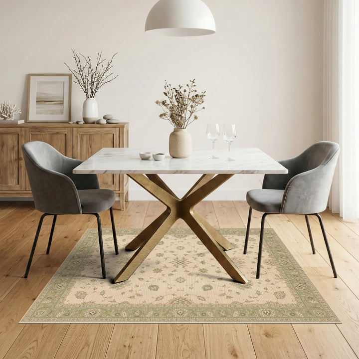 Beige Floral Vintage Area Rug
