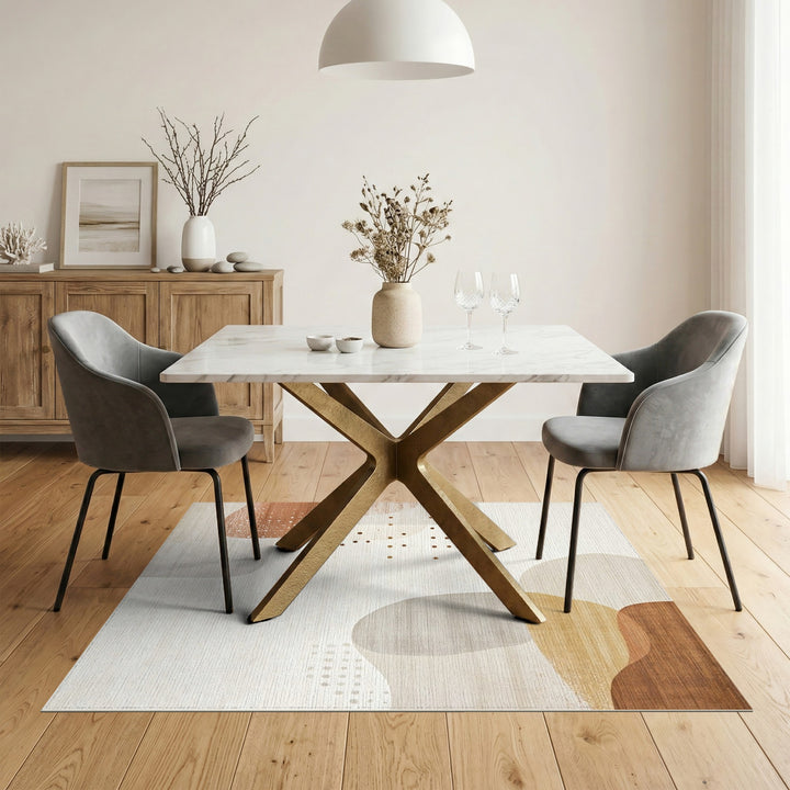 Abstract Neutral Area Rug in Beige and Brown