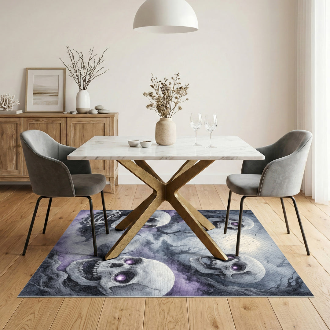 Purple Skull Mist Gothic Area Rug