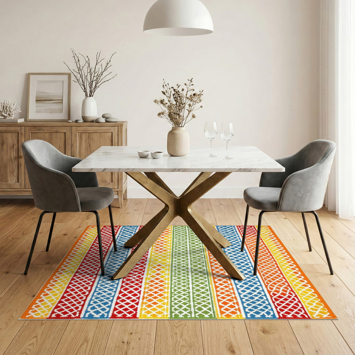 Vibrant Multi-Color Lattice Area Rug