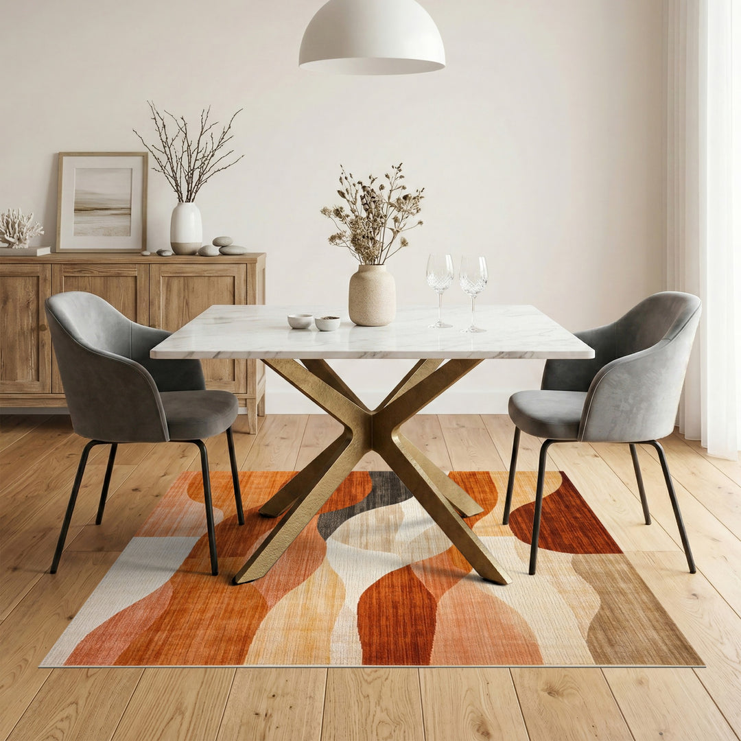 Orange Warm Orange Abstract Wave Area Rug