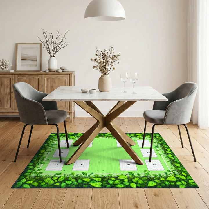 Green Leaf Border Kids Area Rug