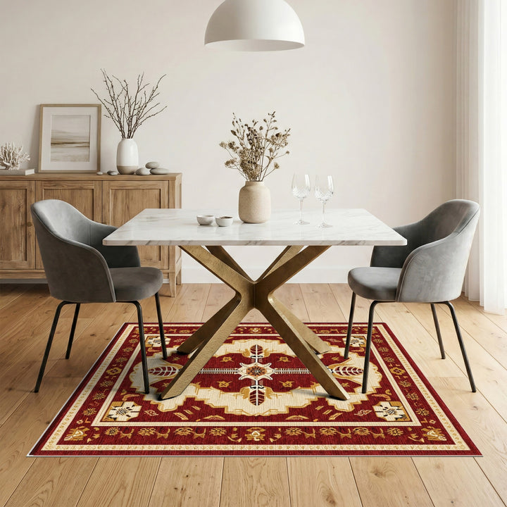 Red Persian Medallion Area Rug