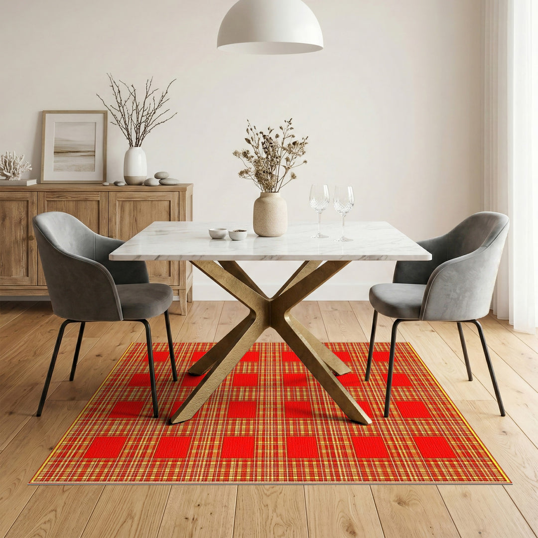 Red Plaid Checkered Area Rug