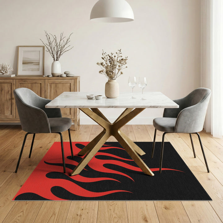 Red Flame Washable Area Rug
