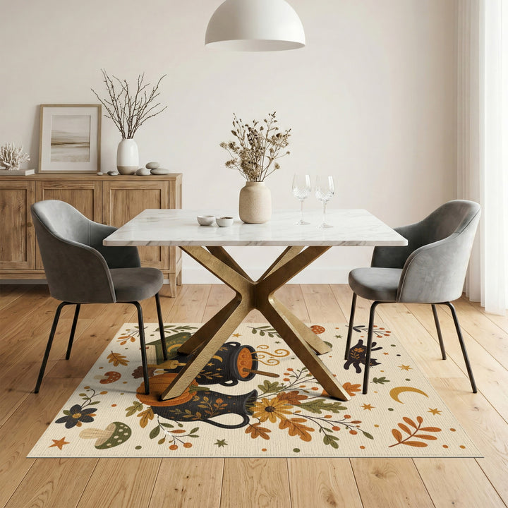 Magical Cauldron Black Cat Area Rug