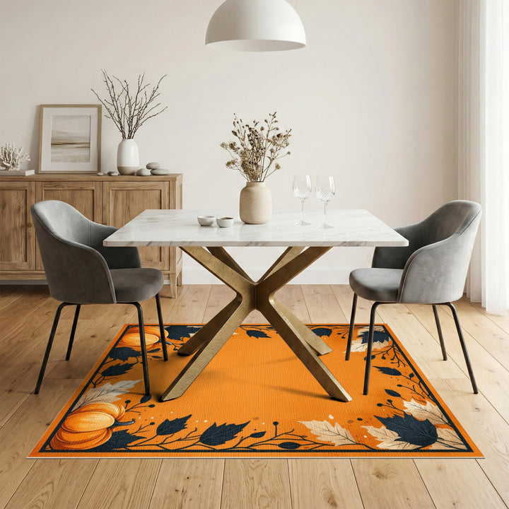 Autumn Pumpkin Orange Washable Rug