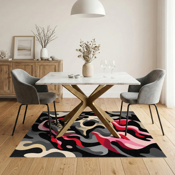 Skull Flame Washable Area Rug