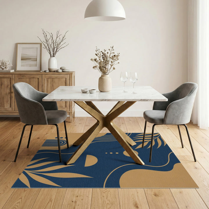 Abstract Area Navy Gold Abstract Wave Area Rug