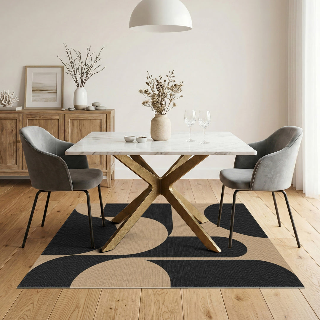 Black Beige Abstract Area Rug