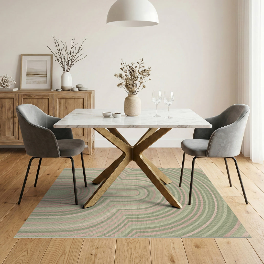 Green Geometric Arch Area Rug
