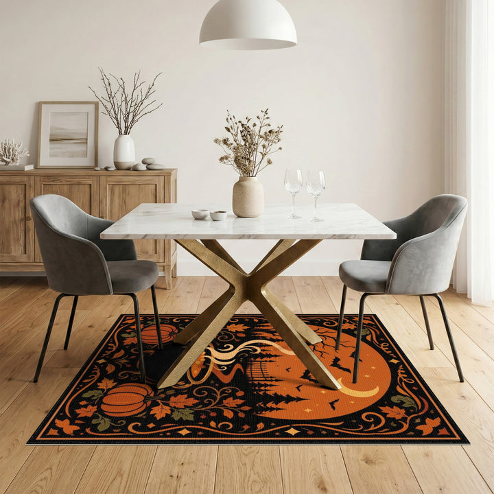 Halloween Cauldron Orange Area Rug
