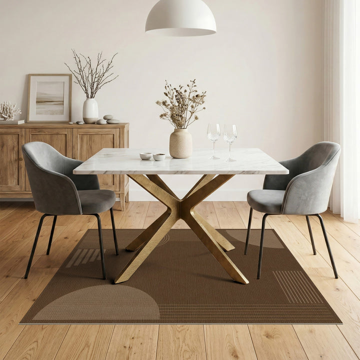 Brown and Tan Modern Brown Geometric Area Rug