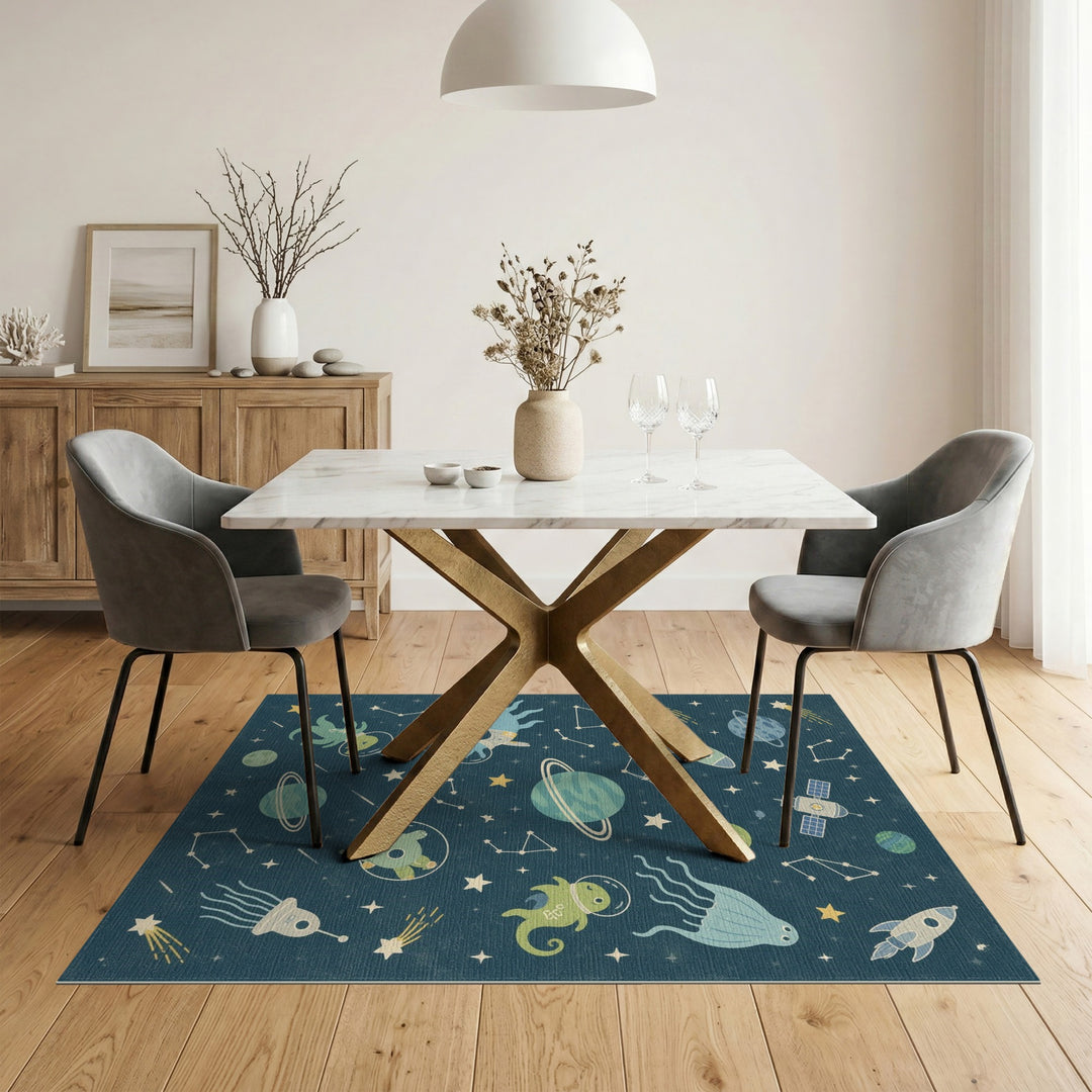 Kids Cartoon Space Animals Area Rug